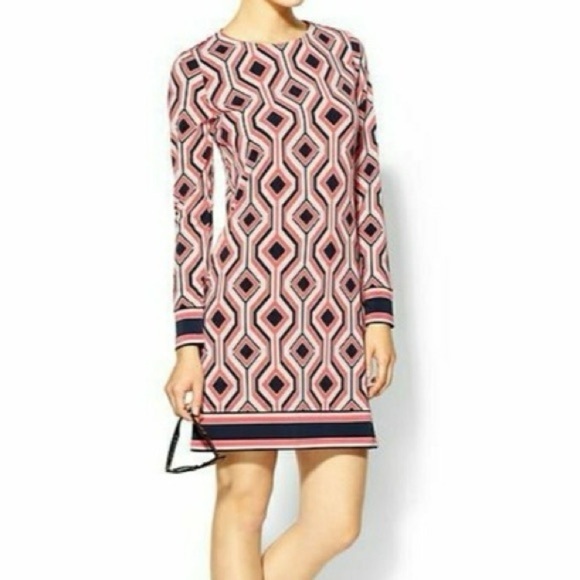 Michael Kors Dress Long Sheath Coral Black Petite Small - Picture 1 of 9